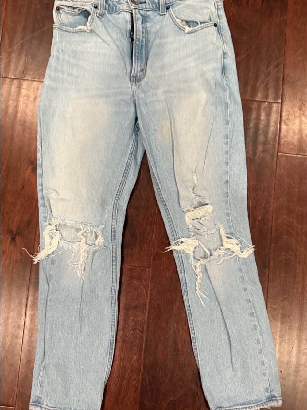 Abercrombie & Fitch Light Blue Distressed Boyfriend Jeans
